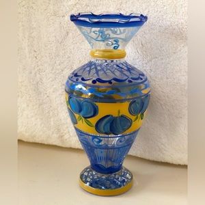 Tracy Porter Hand painted Blueberry Glass Bud Vase